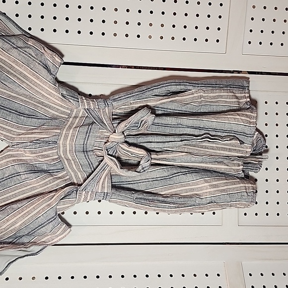 American Eagle Short Romper Size Small Linen Blend Striped - Picture 4 of 7